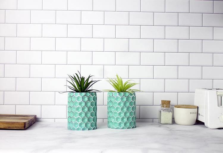 Honeycomb Aqua Turquoise Glass Vases, Set of 2 - MyGift