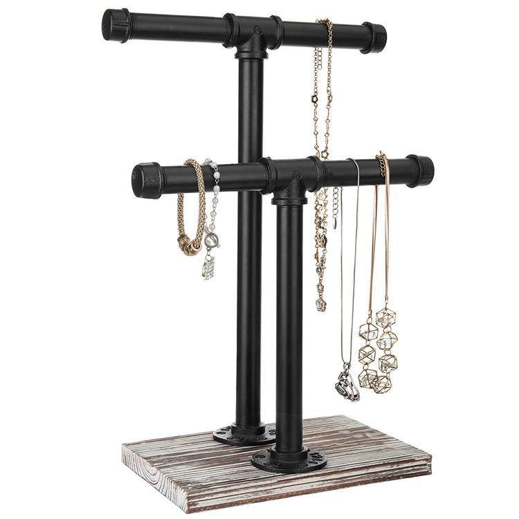 Industrial Pipe and Distressed Wood Jewelry Stand - MyGift