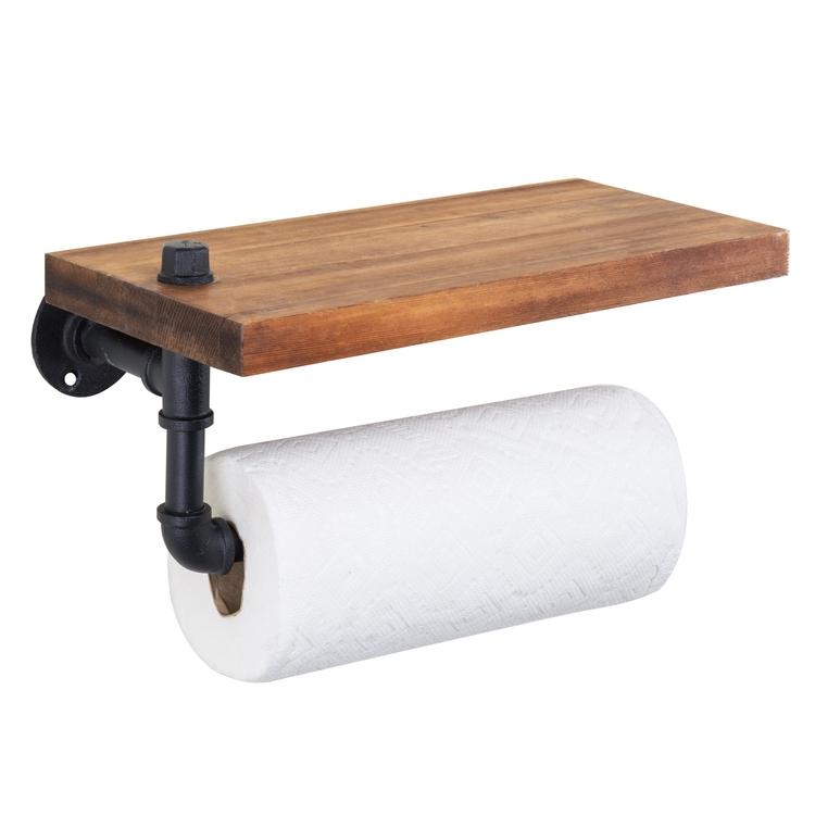 Industrial Pipe Floating Shelf & Paper Towel Holder