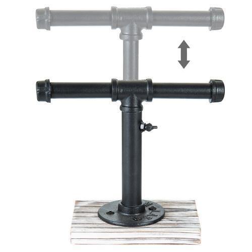 Industrial Pipe Jewelry Stand with Whitewashed Wood Base - MyGift