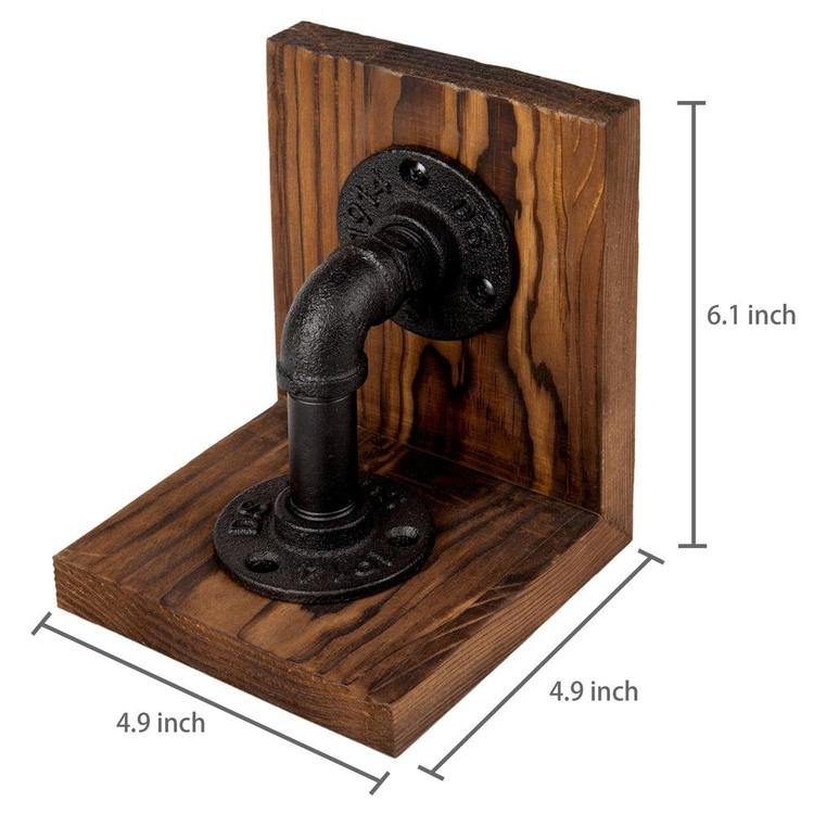 Industrial Pipe & Brown Wood Bookends - MyGift