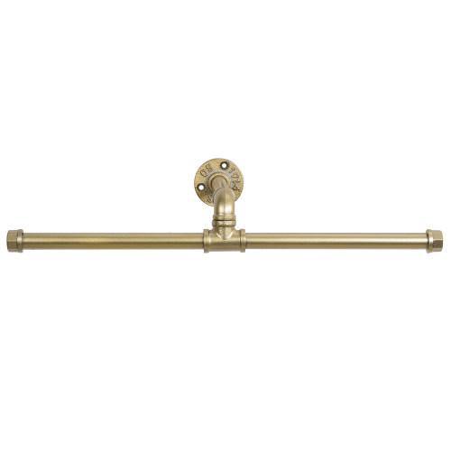 Industrial Pipe Wall Mounted Clothing Bar, Gold Tone