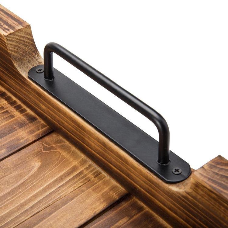 Industrial Wood Serving Tray with Metal Handles - MyGift