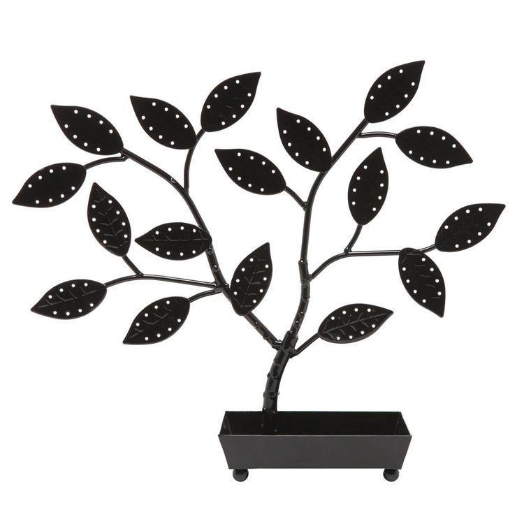 Jewelry Hanger Holder Tree with Ring Dish Tray, Black - MyGift