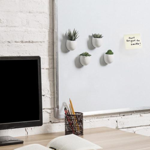 Magnetic Mini Faux Succulents in White Ceramic Pots - MyGift