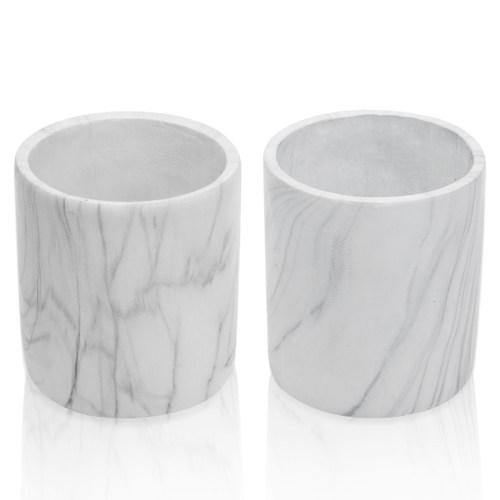 Marble Design Cement Round Planter Pots, Set of 2 - MyGift