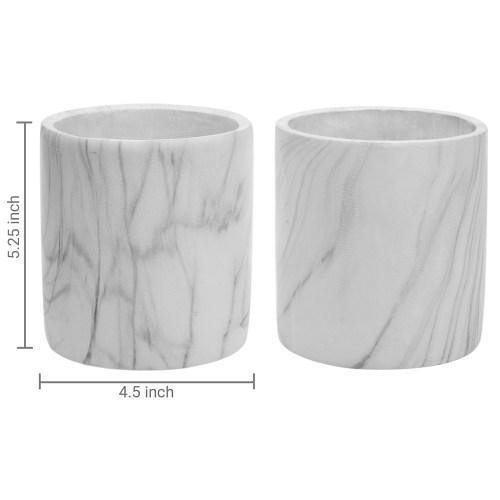Marble Design Cement Round Planter Pots, Set of 2 - MyGift