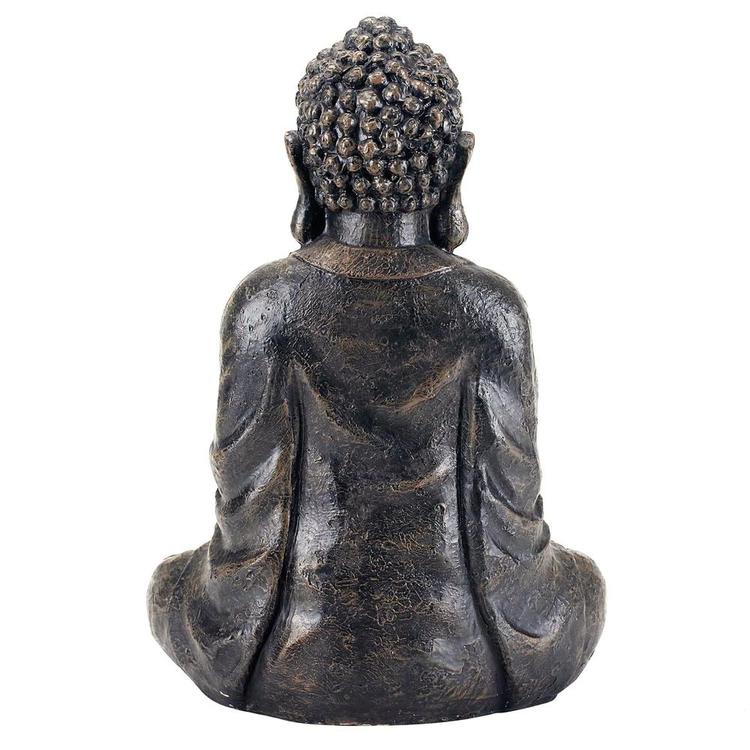 12 Inch Meditating Seated Buddha Statue Figurine with Rustic Gray Finish - MyGift Enterprise LLC