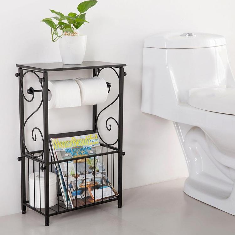 Modern Toilet Paper Holder, Free Standing Toilet Paper Stand With Shelf,  Metal Toilet Paper Roll Holder 