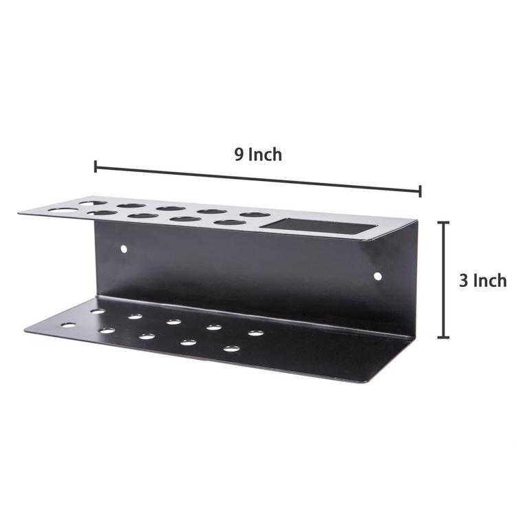 10-Slot Wall Mounted Metal Dry Erase Marker and Eraser Holder Rack, Black - MyGift Enterprise LLC