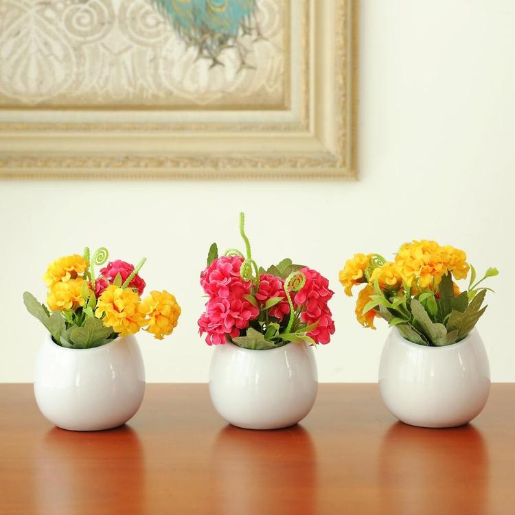 Mini White Ceramic Wall Mounted / Hanging 4 Inch Succulent Pots, Set of 3 - MyGift Enterprise LLC