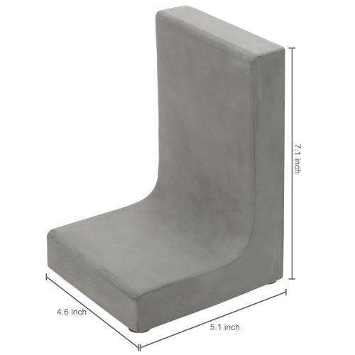 Modern L-Shaped Concrete Grey Bookends - MyGift