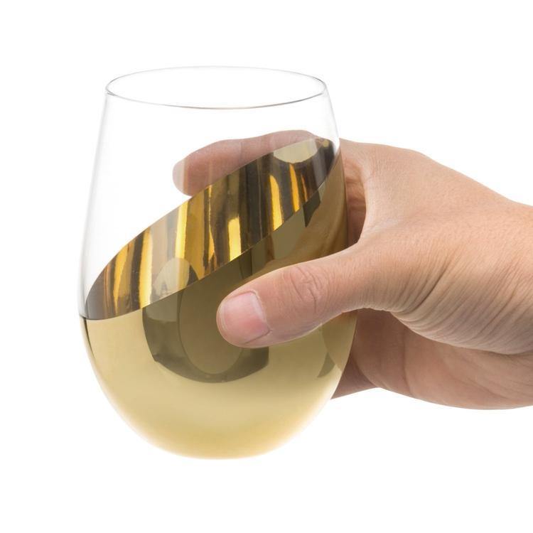 Modern Stemless Brass Wine Glasses, Set of 4 - MyGift