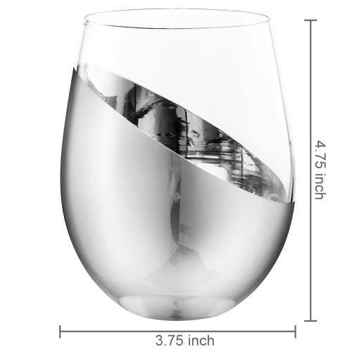 Modern Tilted Silver Stemless Wine Glasses, Set of 4 - MyGift