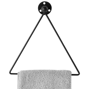 Modern Wall Mounted Triangle Metal Bathroom / Kitchen Hand Towel Bar Rack, Black - MyGift Enterprise LLC