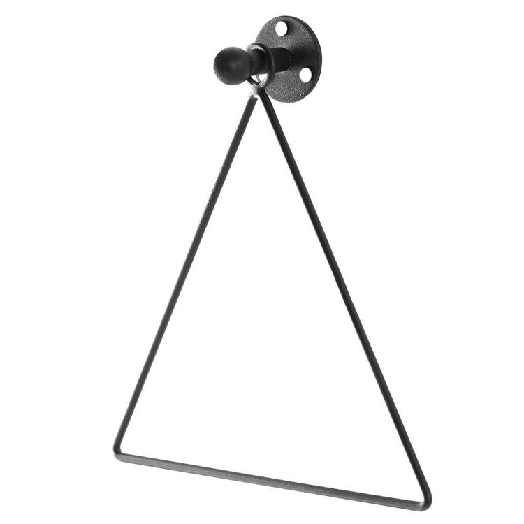 Modern Wall Mounted Triangle Metal Bathroom / Kitchen Hand Towel Bar Rack, Black - MyGift Enterprise LLC