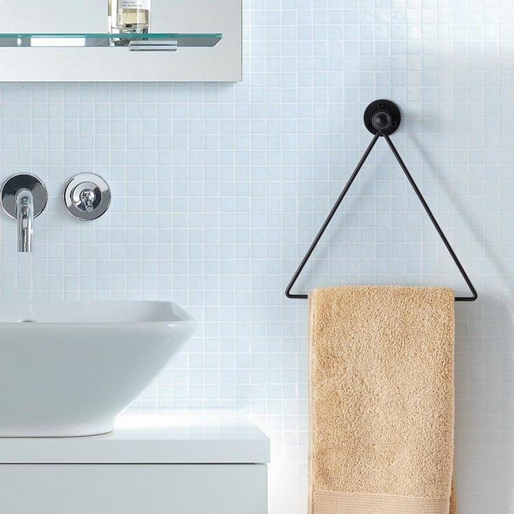 Modern Triangle Metal Towel Holder, Black