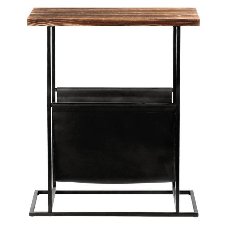 Modern Wood & Metal End Table with Magazine Holder Sling - MyGift