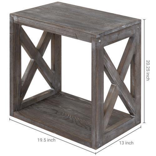 Rectangular Wood End Table with Vintage Gray Finish - MyGift