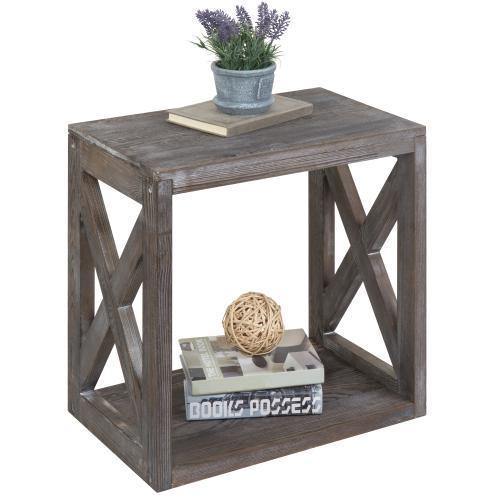 Rectangular Wood End Table with Vintage Gray Finish - MyGift