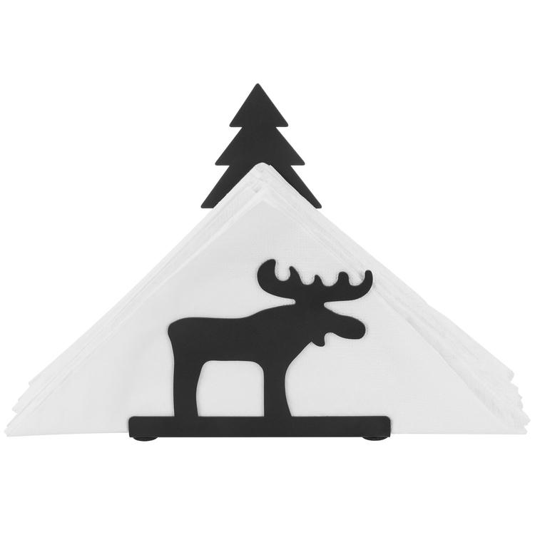 Black Metal Napkin Holder Moose & Christmas Tree