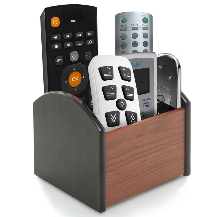 Revolving Wooden 4-Compartment Desktop Office Supplies Storage Organizer / Spinning Remote Control Caddy - MyGift Enterprise LLC