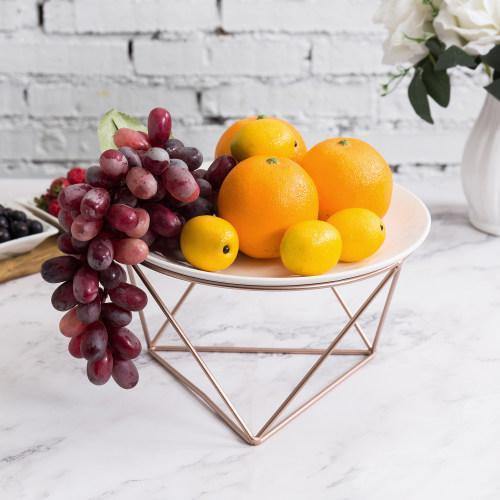 Rose Gold Tone Geometric Metal Wire Pizza Tray Riser Stand - MyGift