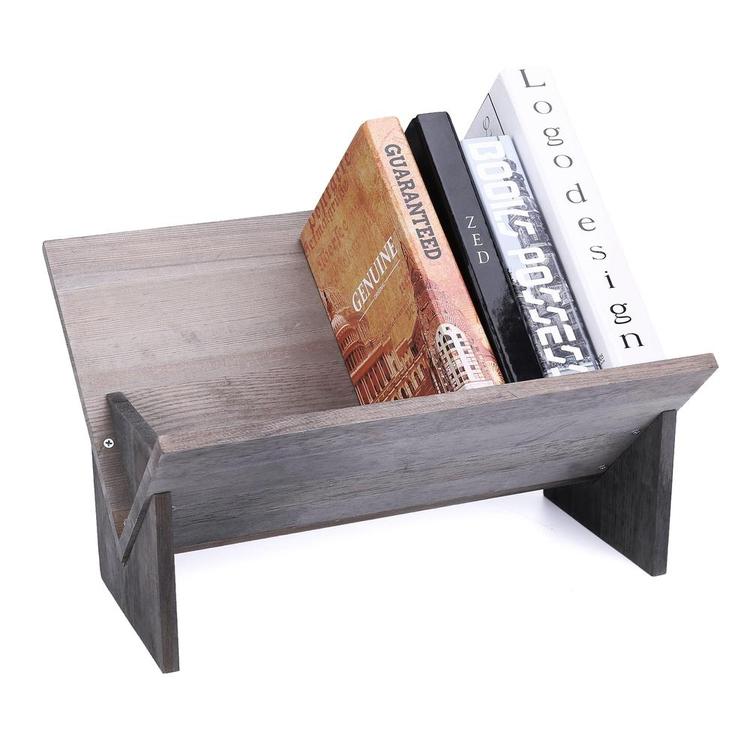 Rustic Barnwood Gray Tilted Desktop Bookshelf