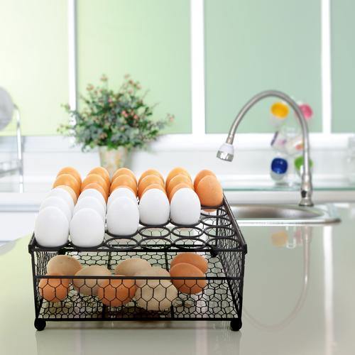 Rustic Black Chicken Wire 36 Eggs Display Tray and Storage Basket