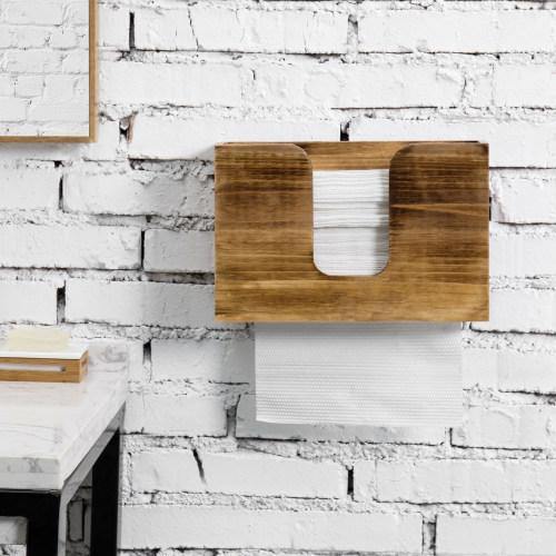 Rustic Burnt Solid Wood Wall Mounted Paper Towel Dispenser - MyGift