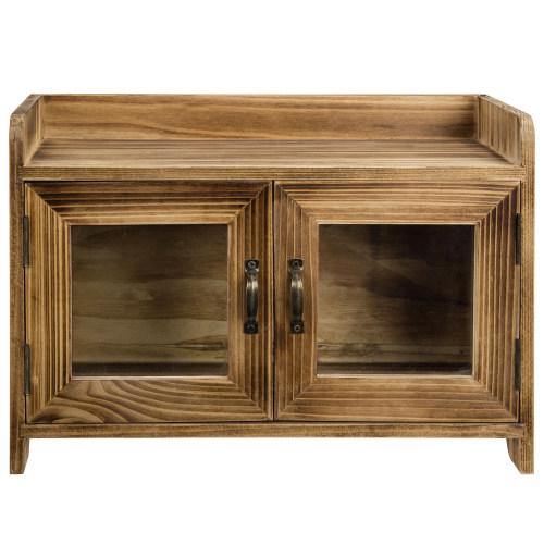 Rustic Dark Brown Wood Kitchen & Bathroom Countertop Cabinet - MyGift