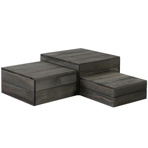 Rustic Gray Wood Crate Display Risers, Set of 3 - MyGift