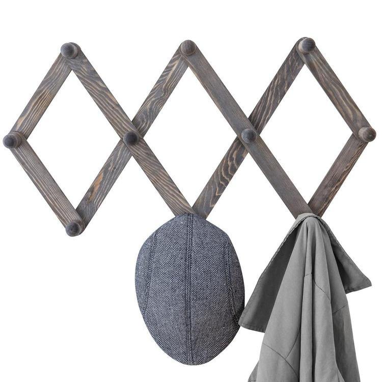 Rustic Gray Wood Expandable Accordion Coat Rack - MyGift