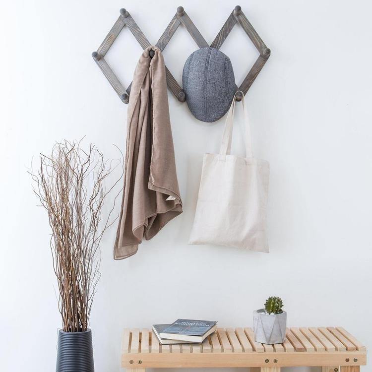 Rustic Gray Wood Expandable Accordion Coat Rack - MyGift