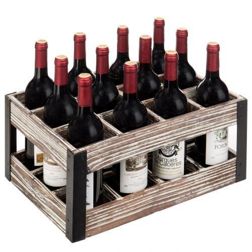 Rustic Metal & Wood Crate 12-Bottle Tabletop Wine Rack - MyGift