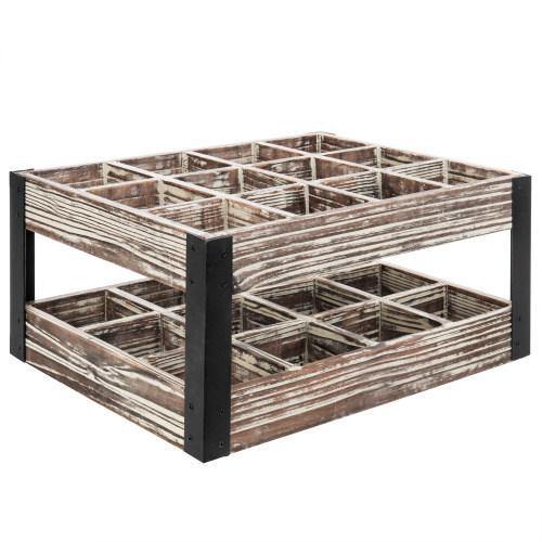 Rustic Metal & Wood Crate 12-Bottle Tabletop Wine Rack - MyGift