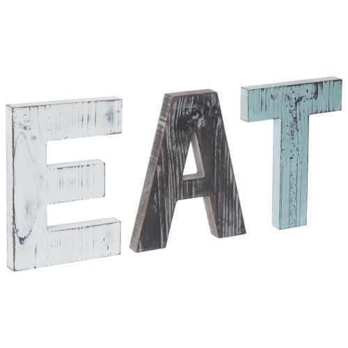 Rustic Multicolor Cutout Wooden EAT Letter Sign