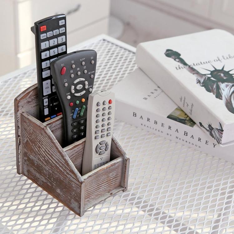 Rustic Remote Control Holder, Torched Finish