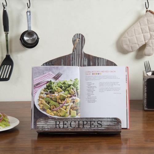 Rustic Torched Wood Cookbook Holder