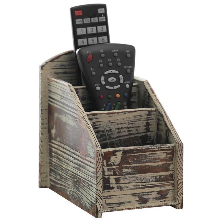 Rustic Torched Wood Remote Control Holder - MyGift