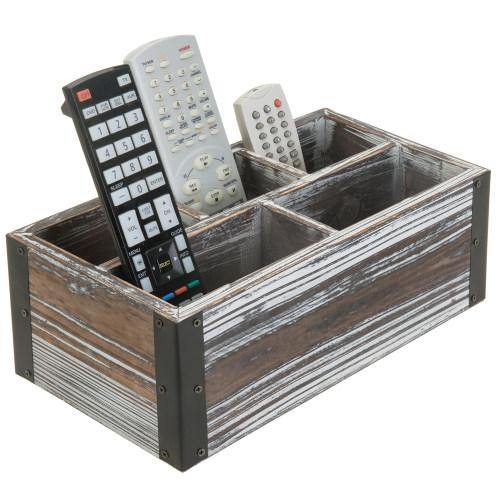 Rustic Torched Wood Remote Control Organizer - MyGift