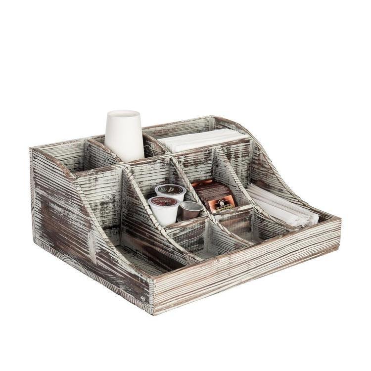 Rustic Torched Wood Tabletop Condiment Holder - MyGift