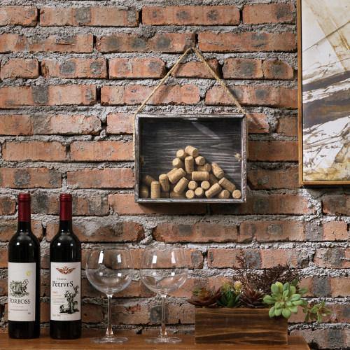 Rustic Torched Wood Wine Cork Catcher/Beer Cap Holder Shadow Box - MyGift