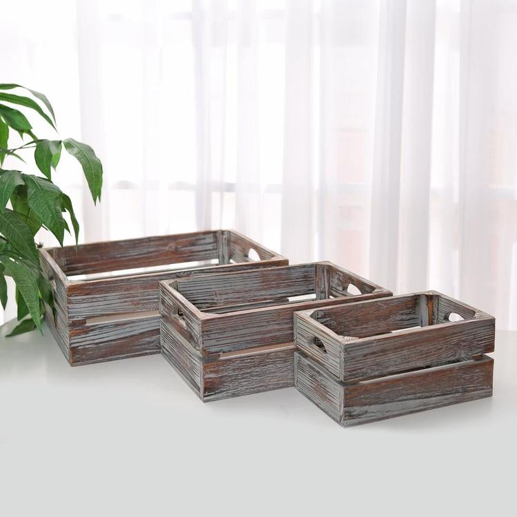 Rustic Brown Wood Nesting Boxes / Tabletop Jewelry Storage Containers, Set of 3 - MyGift Enterprise LLC