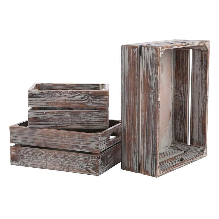 Rustic Torched Wood Wood Nesting Boxes, Set of 3