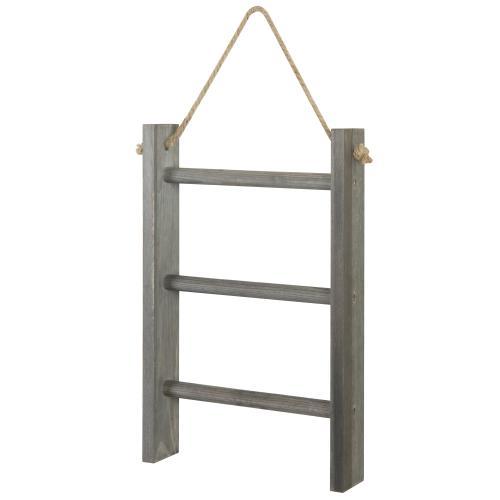 Rustic Wall-Hanging Towel Ladder, Gray