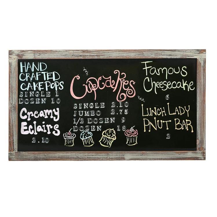 Rustic Wall-Mounted Torched Wood Chalkboard