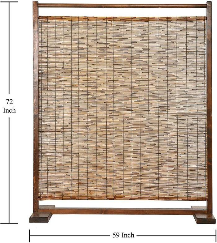 Rustic Wood and Reed Single Panel Room Divider