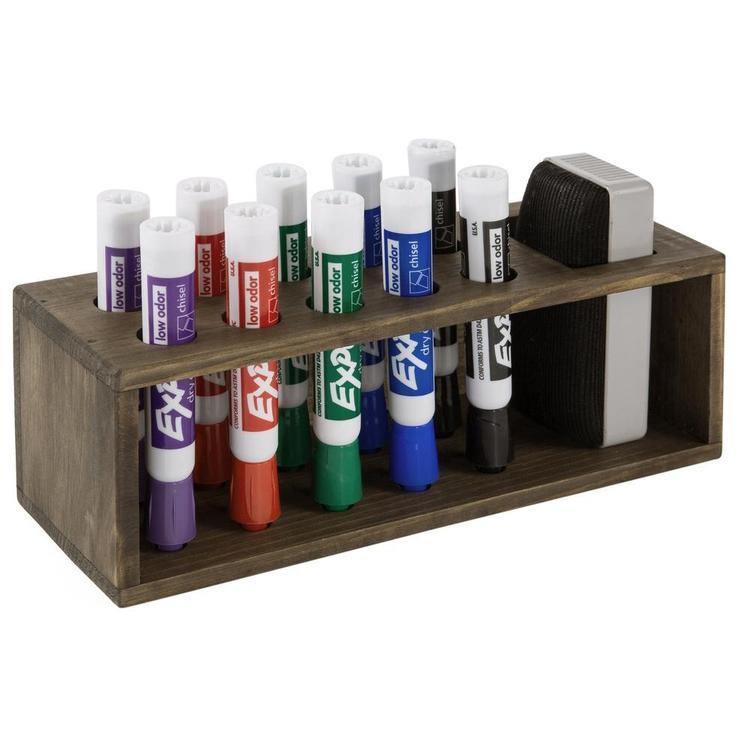 Rustic Wood Dry Erase Marker Holder - MyGift