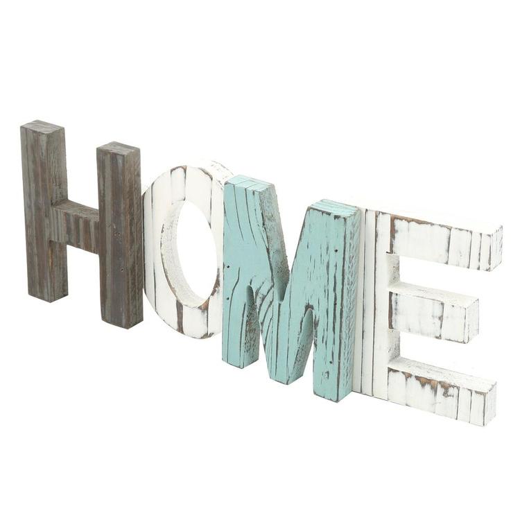 Rustic Wood HOME Decorative Sign, Standing Cutout Word Decor, Multicolor - MyGift Enterprise LLC